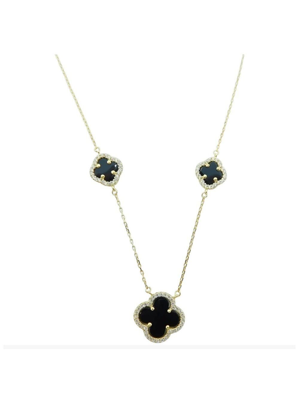Clover Station Necklace Sterling Silver Gold Vermeil